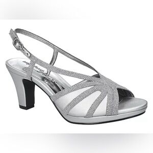 Easy Street Silver Slingback Heels